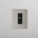 Elegant Polished Nickel Usb A+C Socket Black
