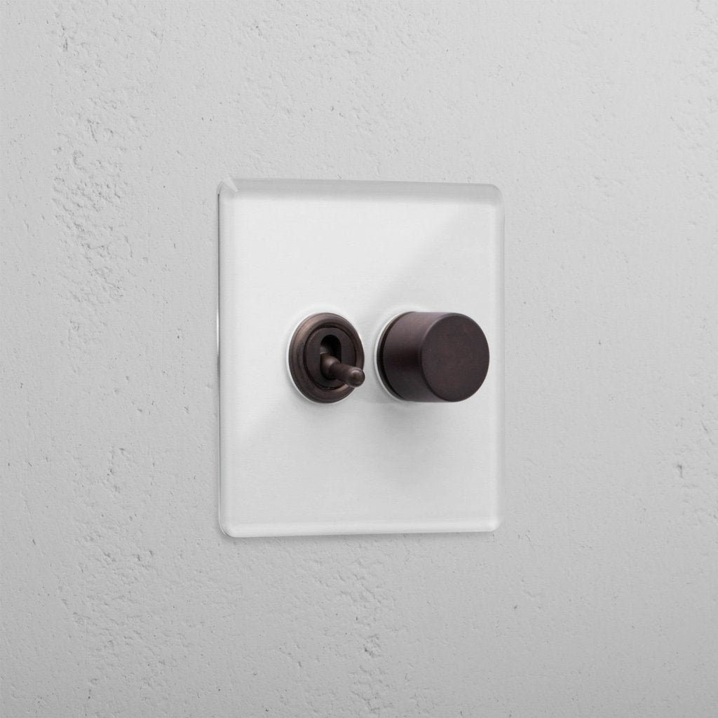 Clear Bronze 2 Gang Mixed Premium Light Switch