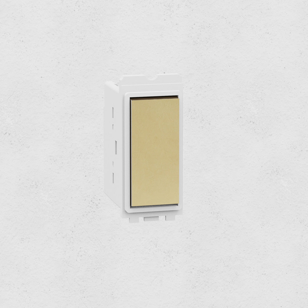 Centre Retractive Rocker Switch - Antique Brass White