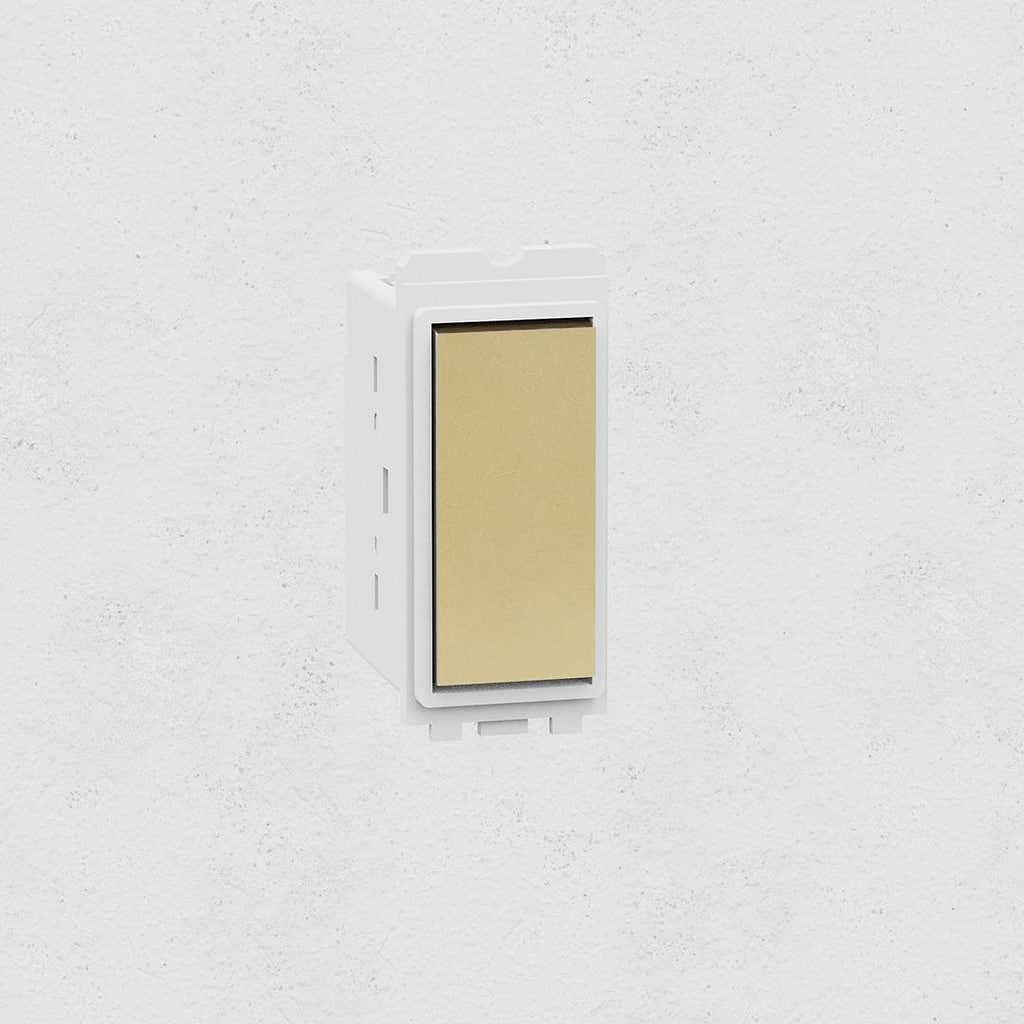Centre Retractive Rocker Switch - Antique Brass White