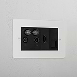 TV Aerial + HDMI + CAT6 Socket - Paintable Black