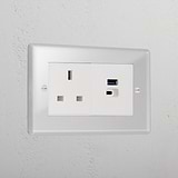 Clear 13A Socket And Usb A+C Fast Charge Luxury Socket White