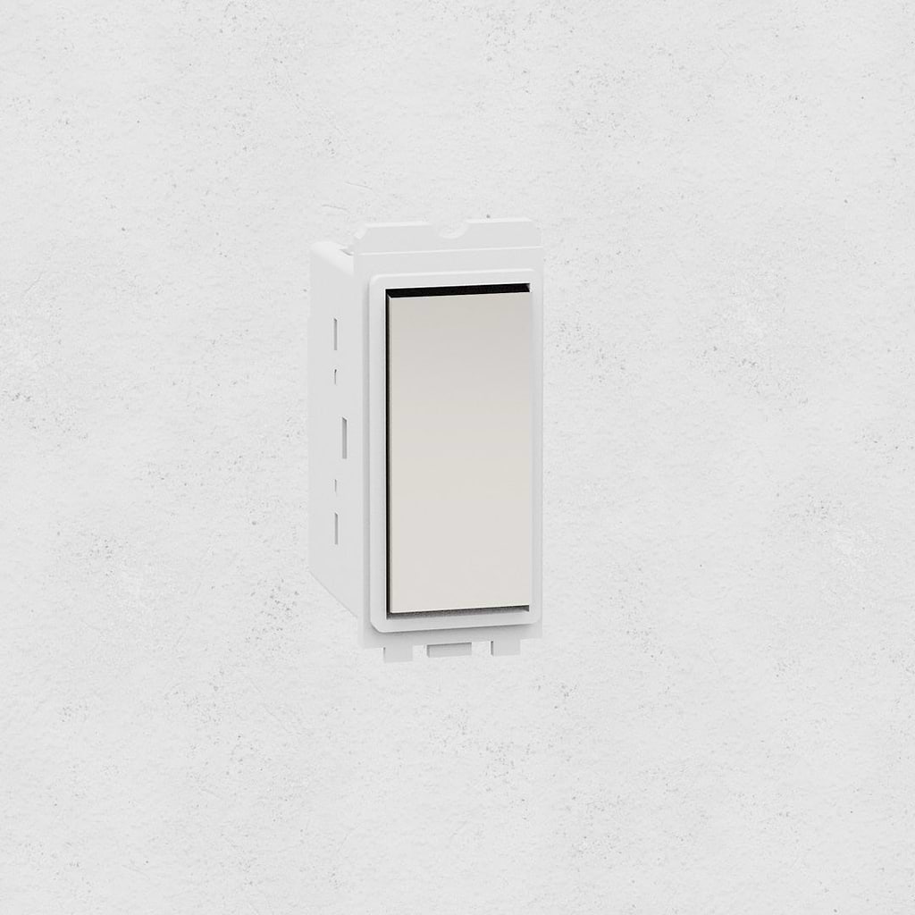 Centre Retractive Rocker Switch - Polished Nickel White