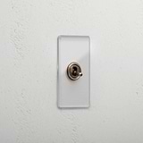 1G Architrave Centre Retractive Toggle Switch - Clear Antique Brass