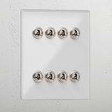 Interior clear polished nickel 8 gang 2 way toggle light switch