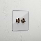 2G Retractive Toggle Switch - Clear Antique Brass