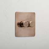Luxury antique brass 2 gang 2 way dimmer light switch