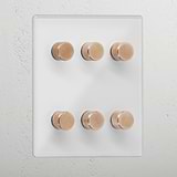 Clear antique brass 6 gang 2 way dimmer designer light switch
