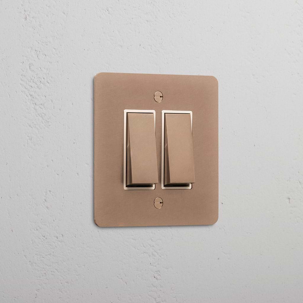 2G Two Way Rocker Switch | Antique Brass White | Corston