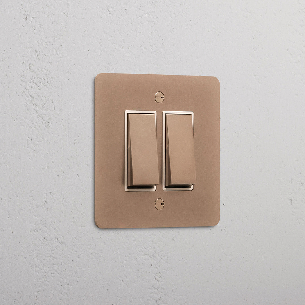 2G Two Way Rocker Switch | Antique Brass White | Corston