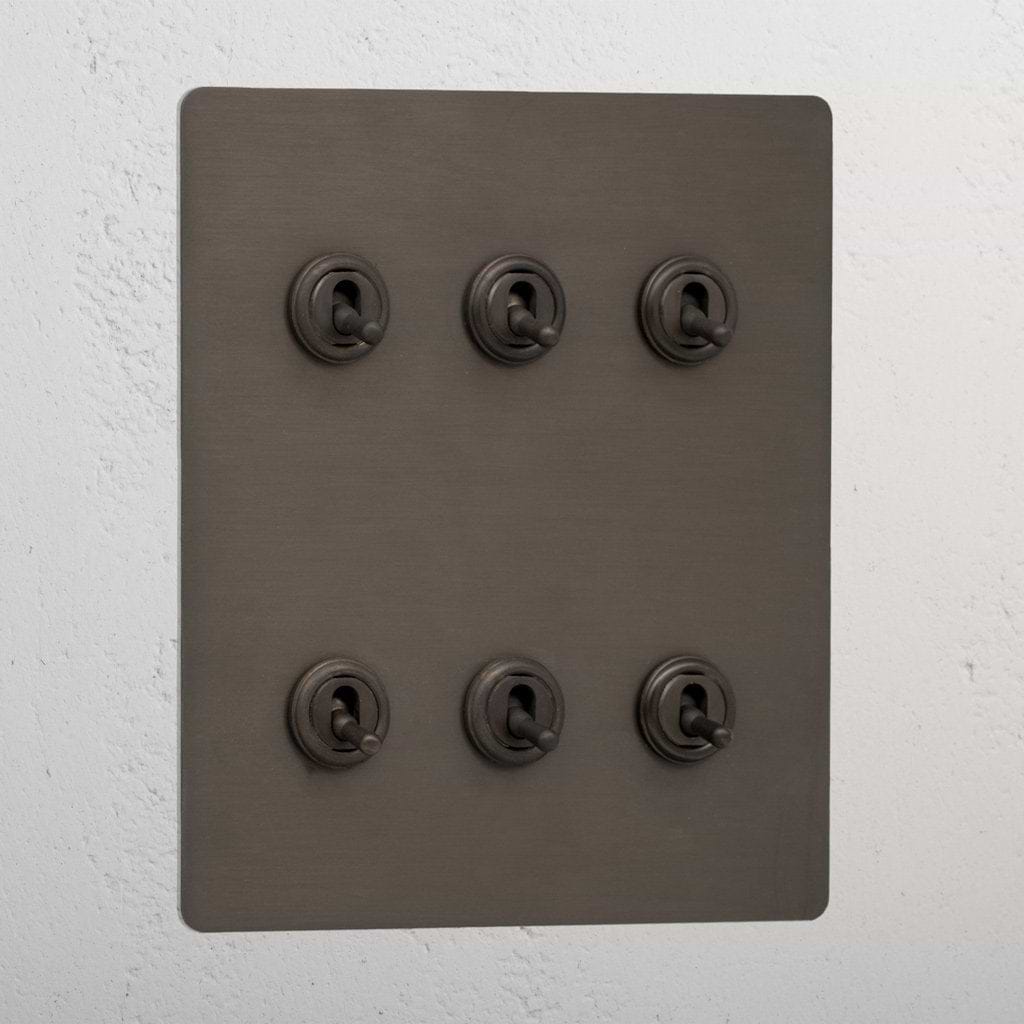 Bronze premium 6 gang 2 way toggle light switch
