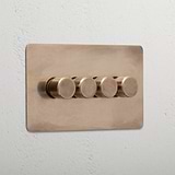 Designer antique brass 4 gang 2 way dimmer light switch