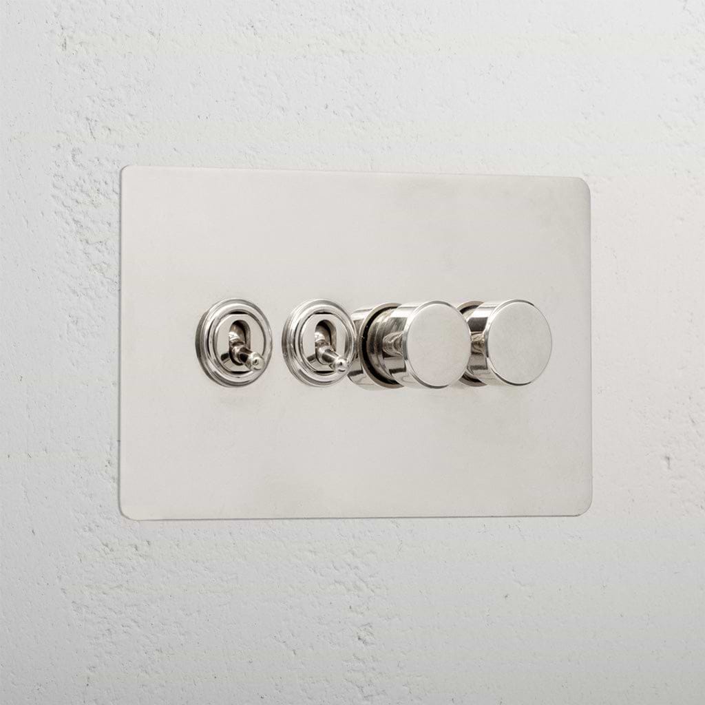 Premium polished nickel 4 gang mixed light switch