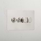 Premium polished nickel 4 gang mixed light switch