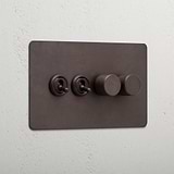 Bronze 4 gang mixed luxury light switch