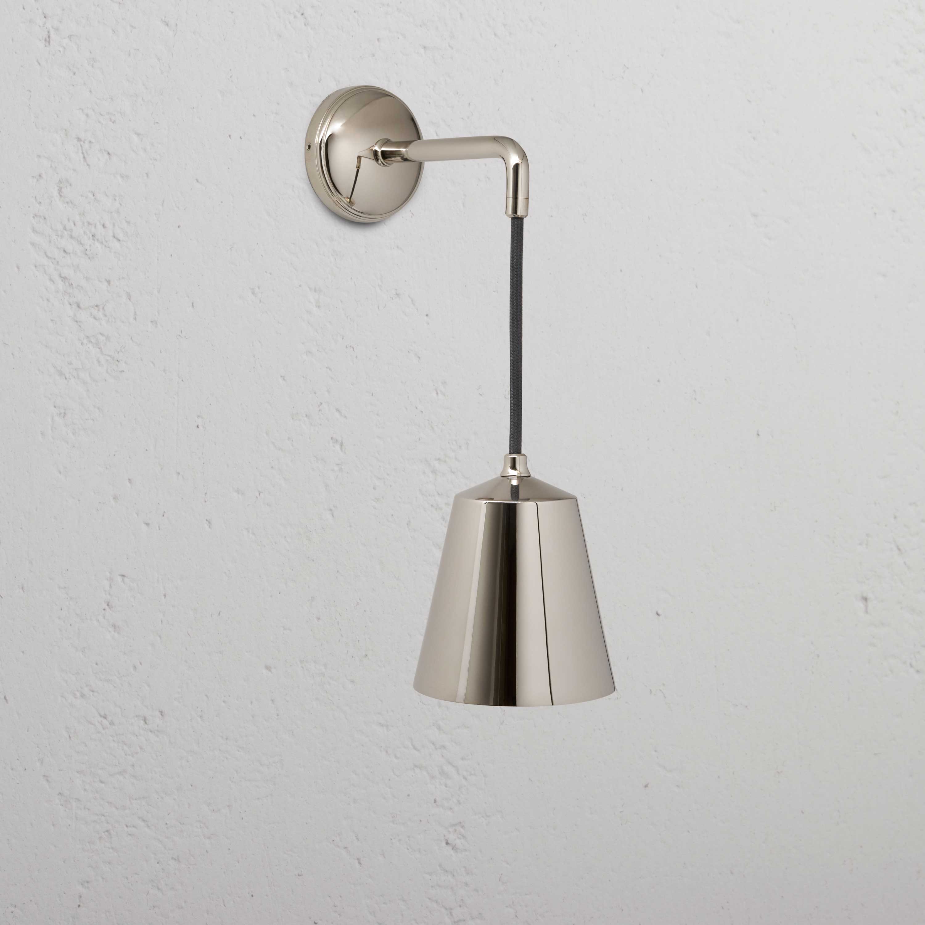 Polished Nickel Hanging Wall Light with Polished Nickel Solid Brass Shade