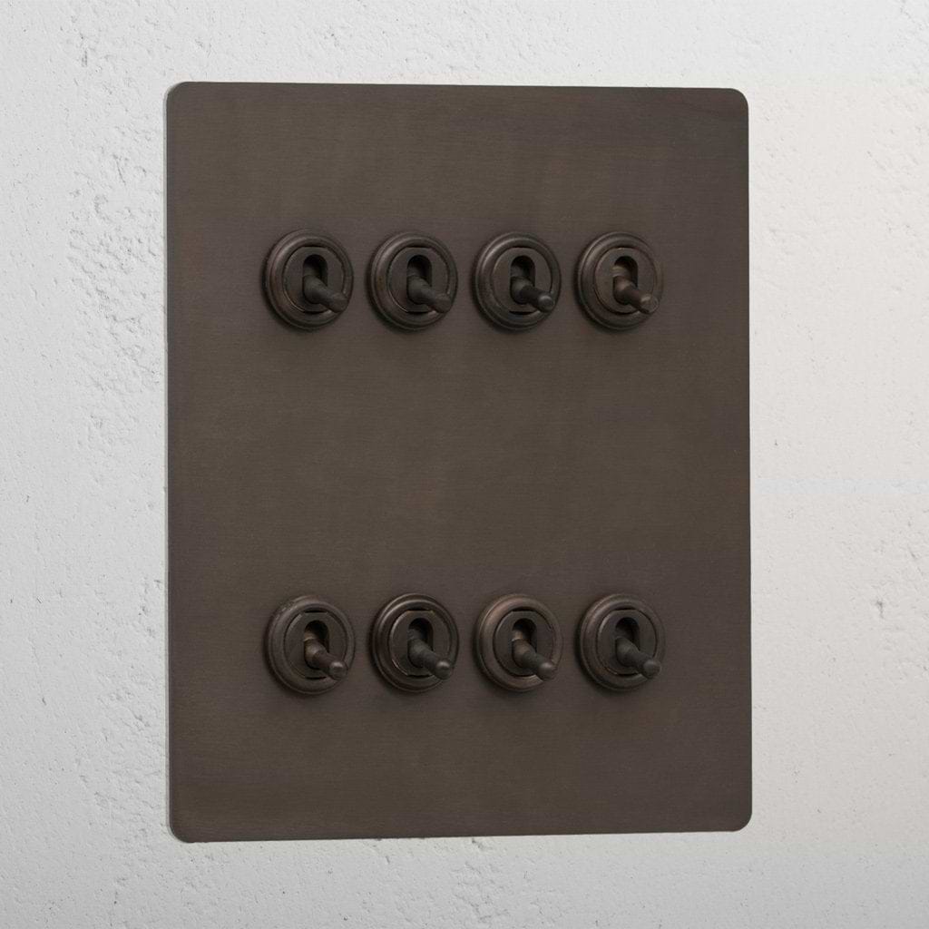 Bronze elegant 8 gang 2 way toggle light switch