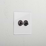 Clear bronze 2 gang 2 way toggle luxury light switch