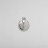 Polished Nickel Canning Covered Key Escutcheon on White Background