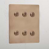 Elegant antique brass 6 gang 2 way toggle light switch