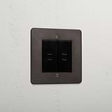Bronze modern 2x USB C+C socket black