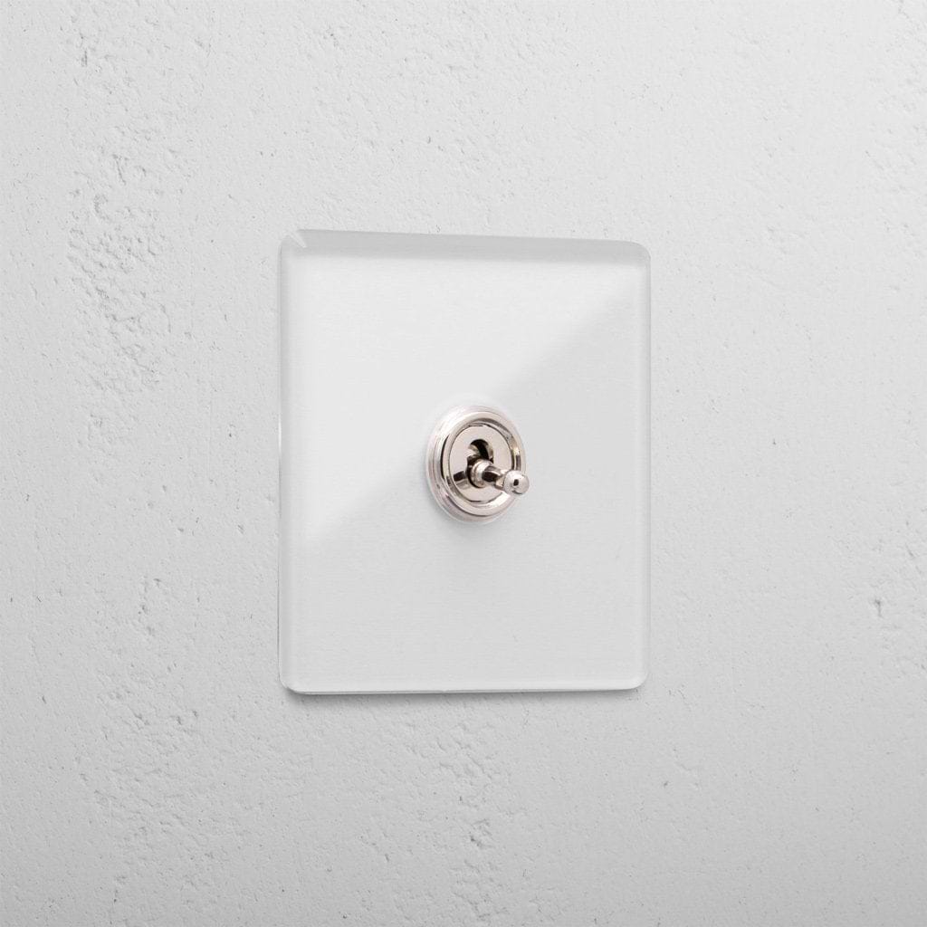 1G Centre Retractive Toggle Switch - Clear Polished Nickel