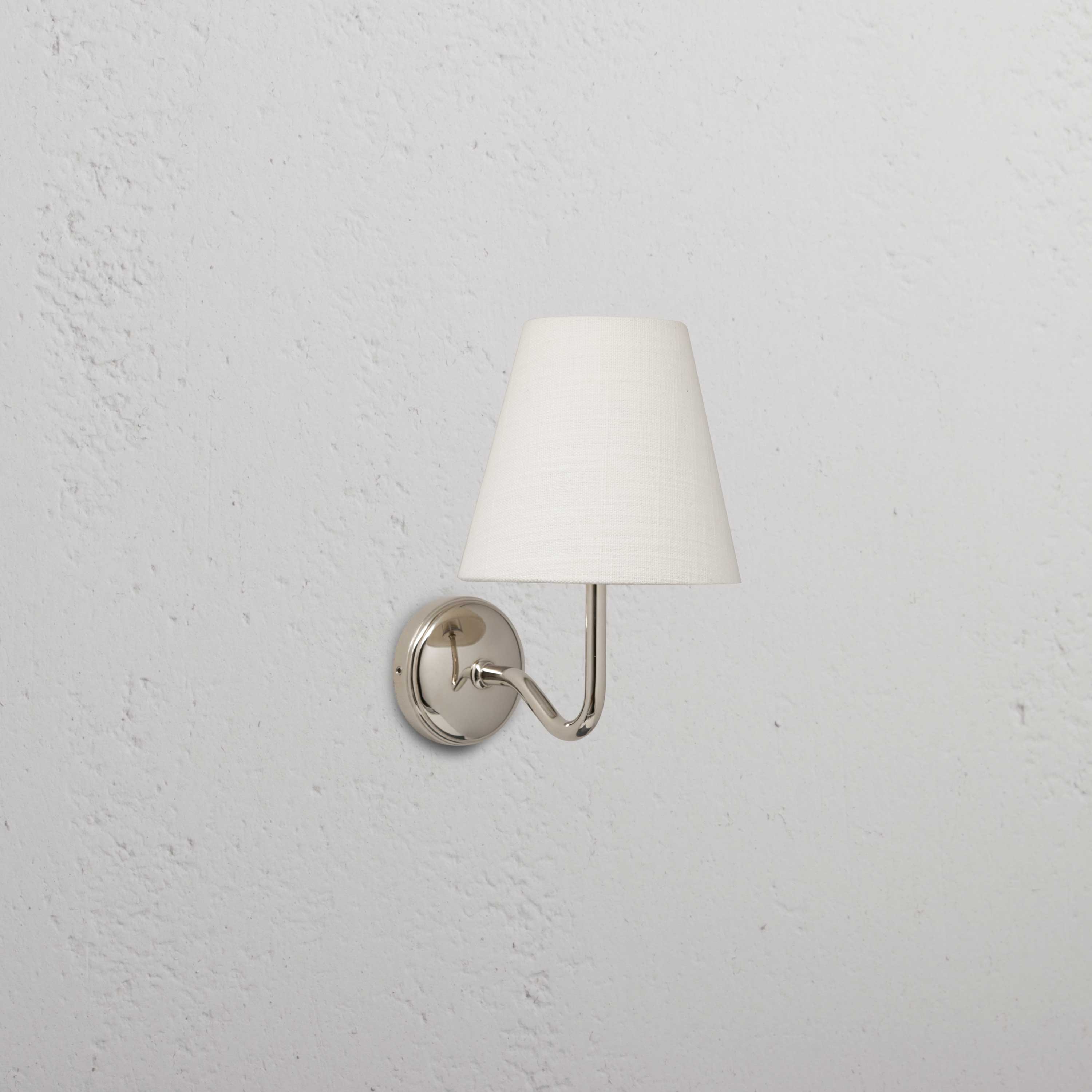 Polished Nickel Wall Light with Alabaster White Linen Shade