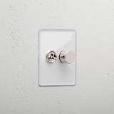 Luxury clear polished nickel 2 gang  mixed light switch