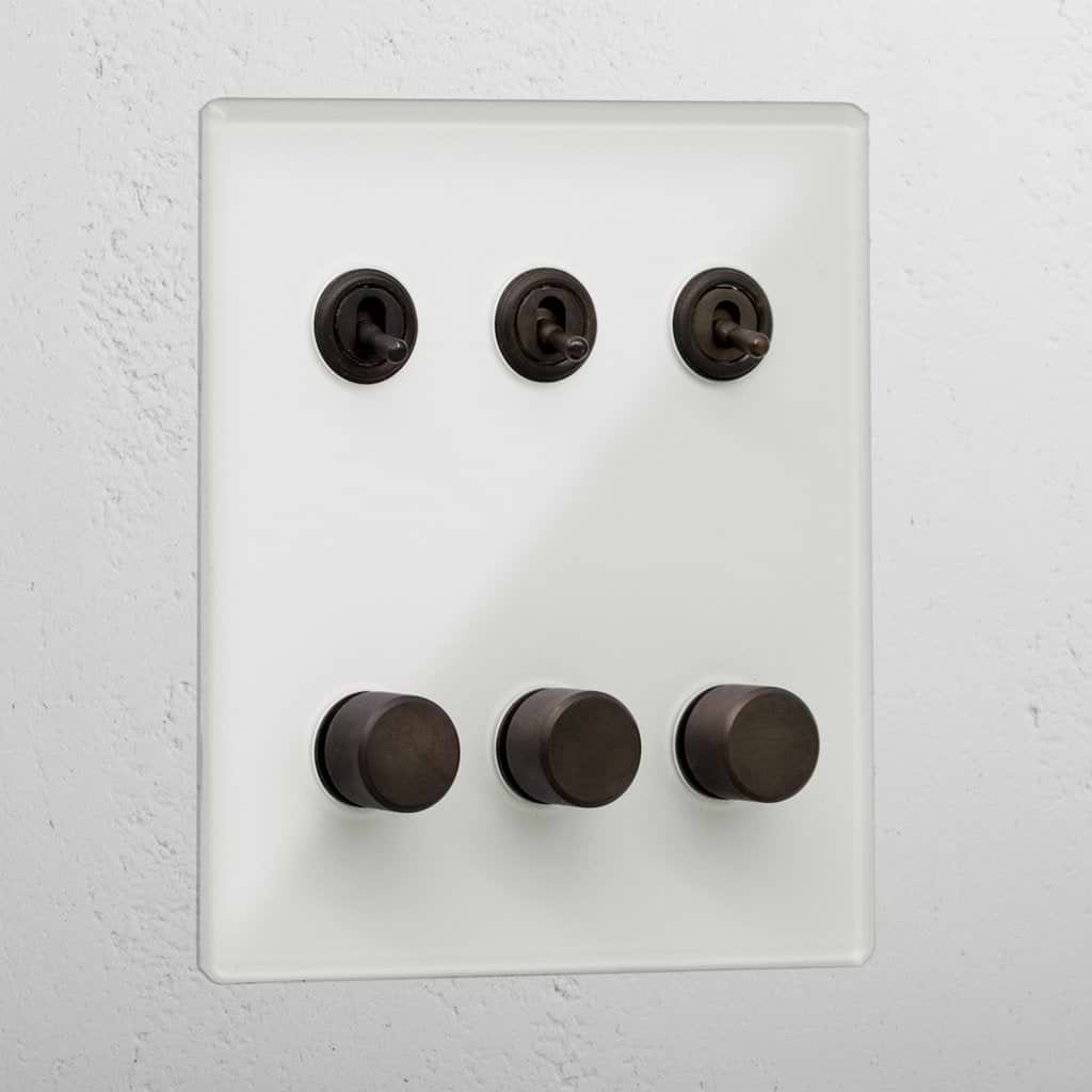 Clear bronze 6 gang mixed premium light switch