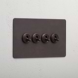 Bronze 4 gang 2 way vintage light switch
