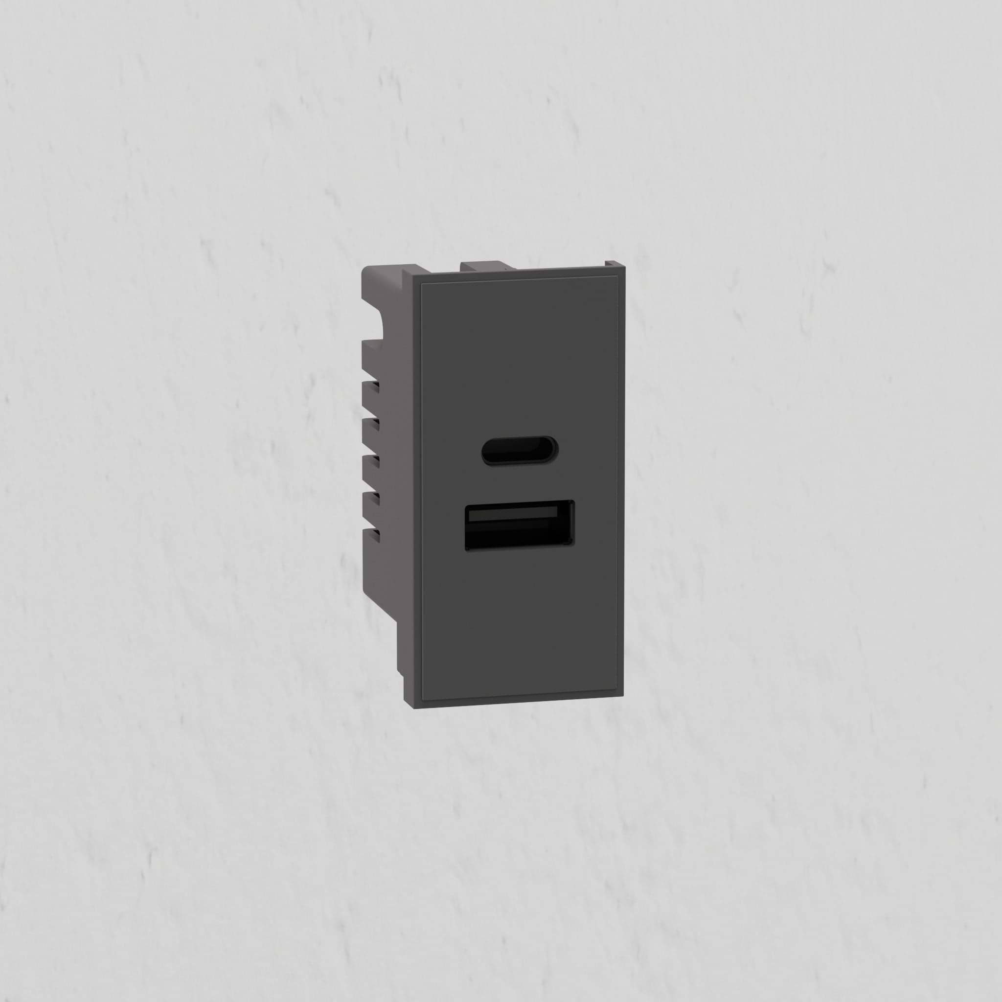 USB A+C Outlet Module 25mm - Black