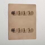 Designer antique brass 8 gang 2 way dimmer light switch