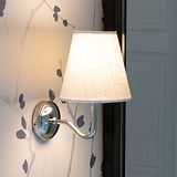 Polished Nickel Wall Light with Alabaster White Linen Shade