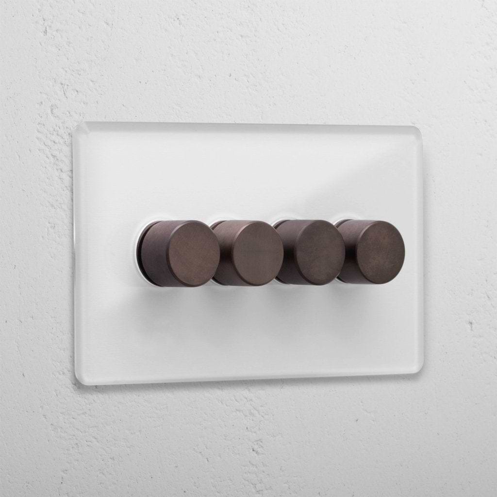 Clear bronze 4 gang 2 way designer dimmer light switch