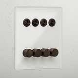 Clear bronze 8 gang mixed luxury light switch