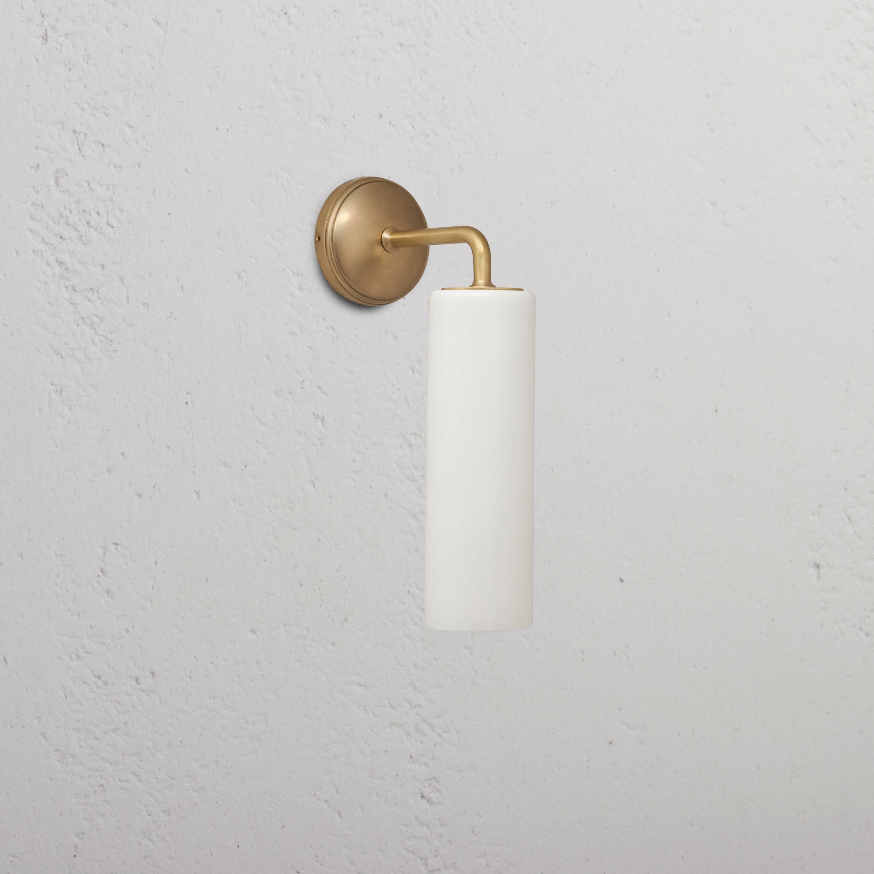 Antique Brass Wall Light with Fine Porcelain Shade