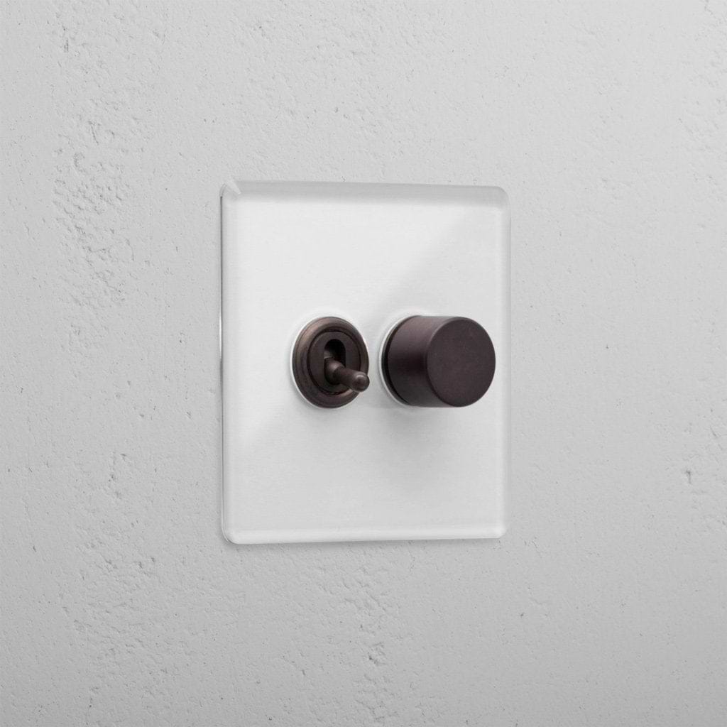Clear bronze 2 gang mixed premium light switch