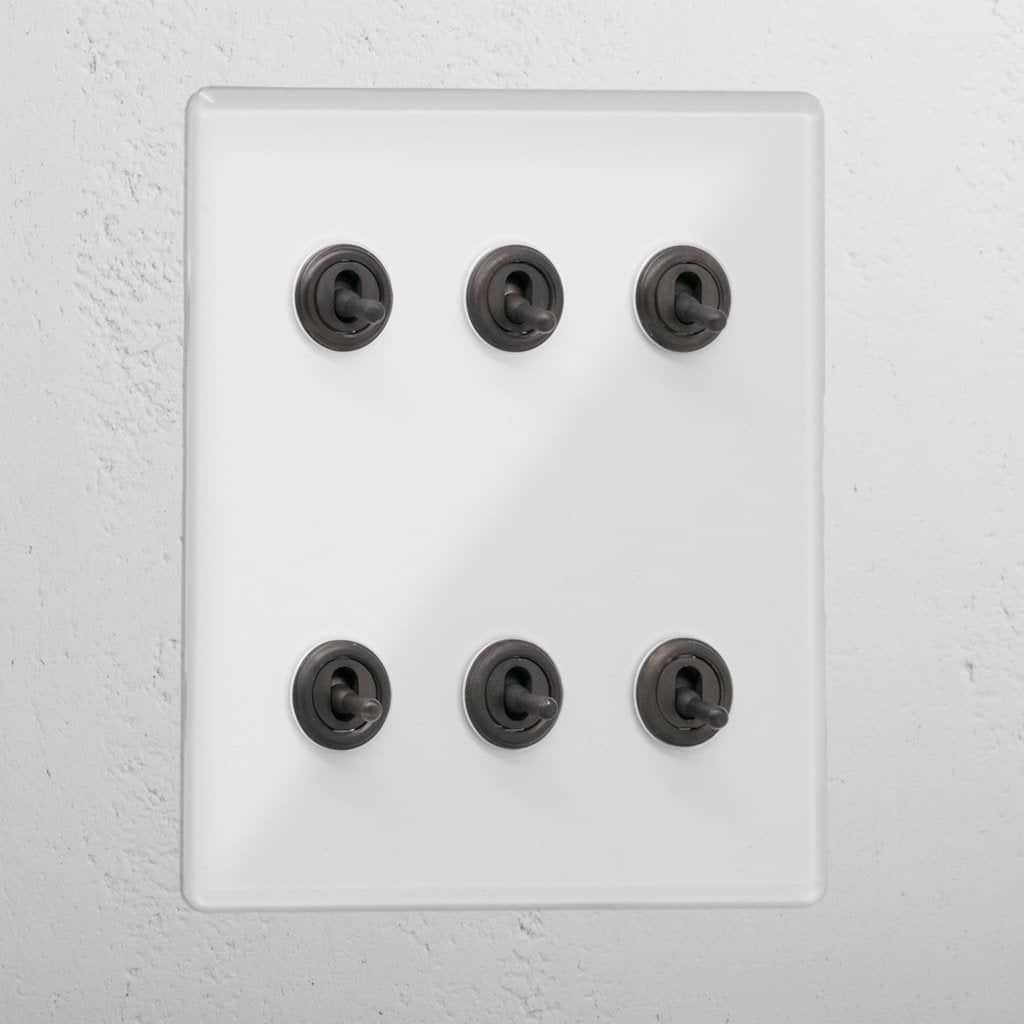 Clear bronze 6 gang 2 way interior toggle light switch