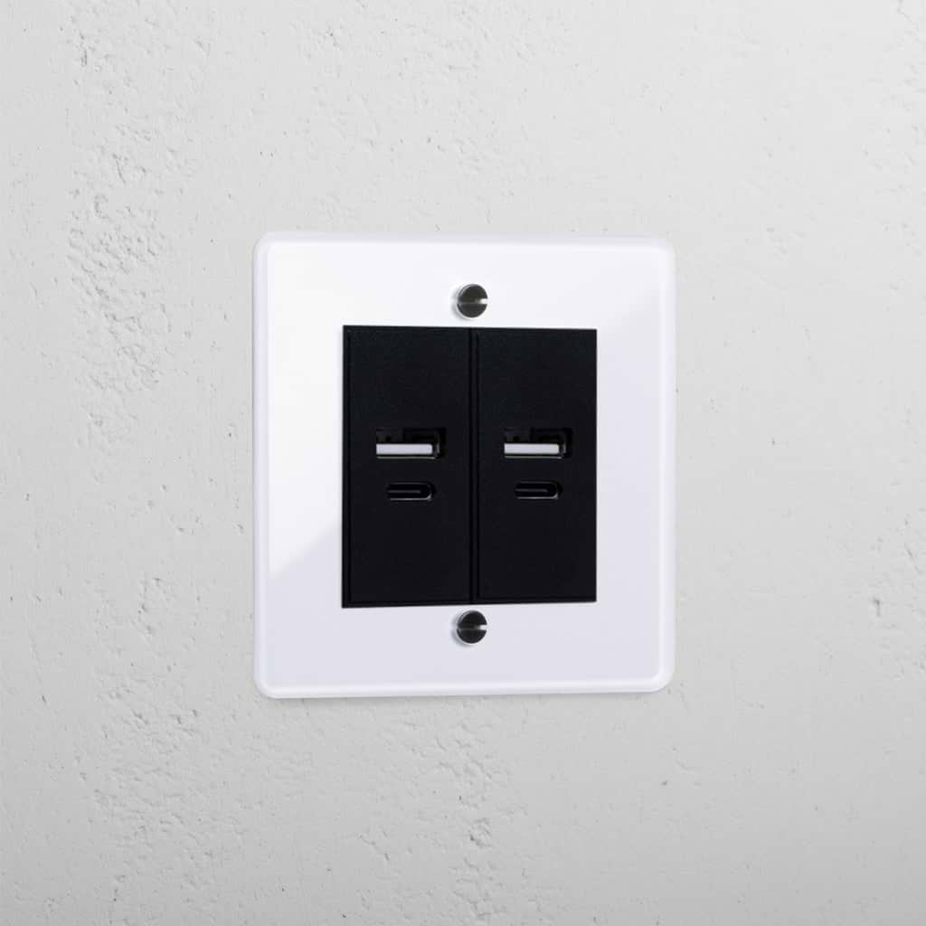 Clear 2x USB A+C designer socket black