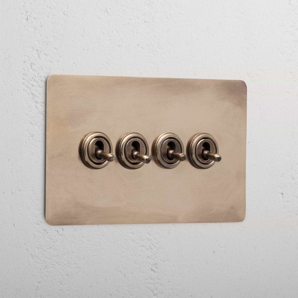Premium antique brass 4 gang 2 way toggle light switch