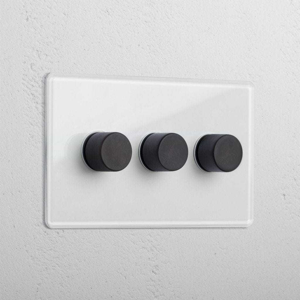 Clear bronze designer 3 gang 2 way dimmer light switch