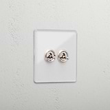 Interior clear polished nickel 2 gang 2 way toggle light switch