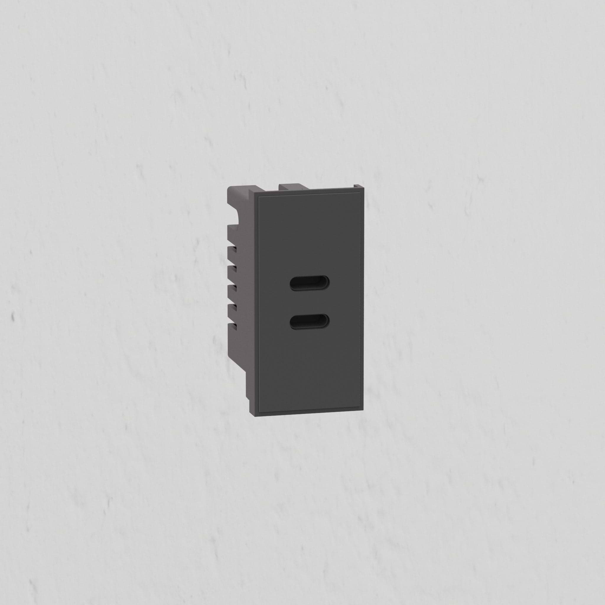 USB C+C Outlet Module 25mm - Black