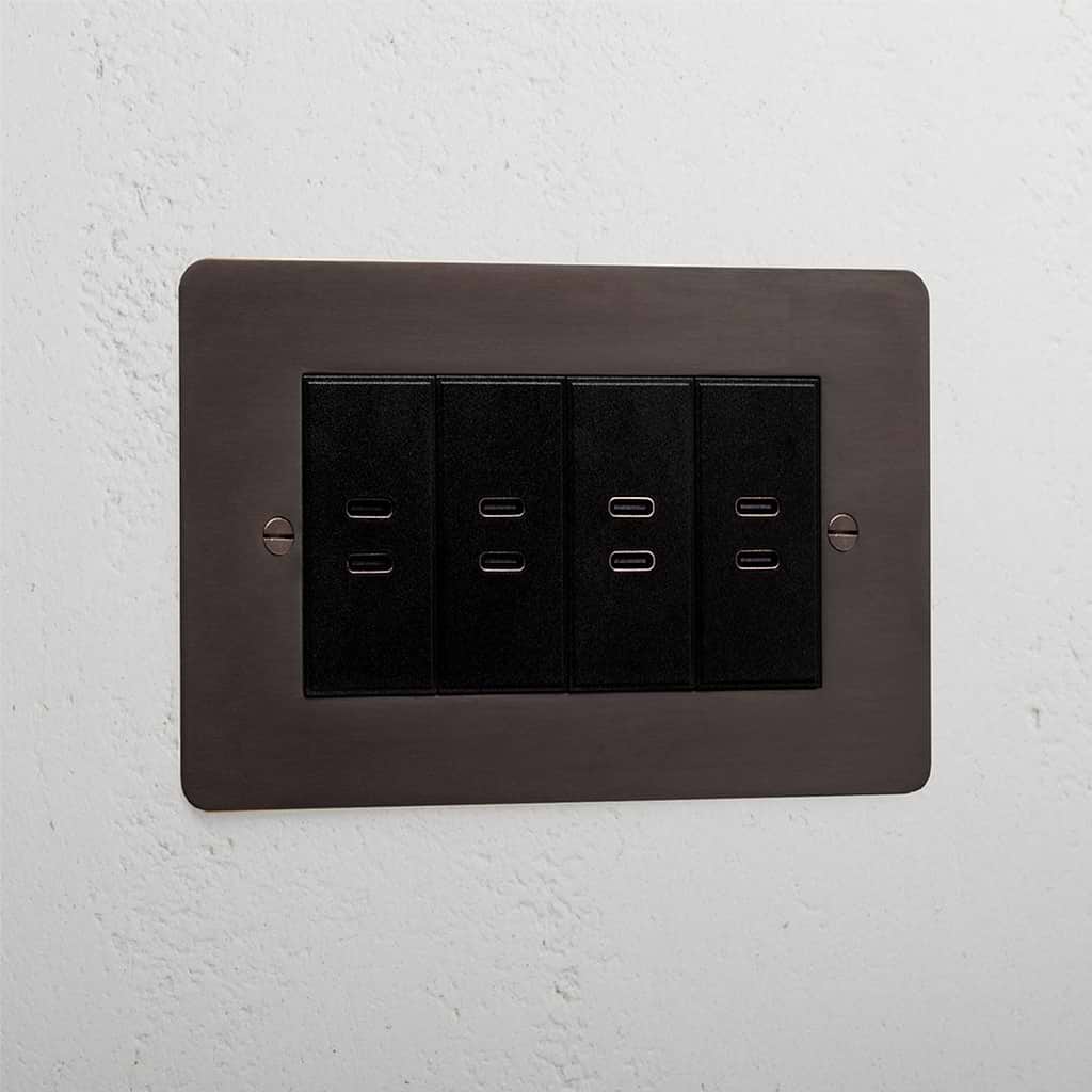Bronze premium 8x USB-C ports socket black