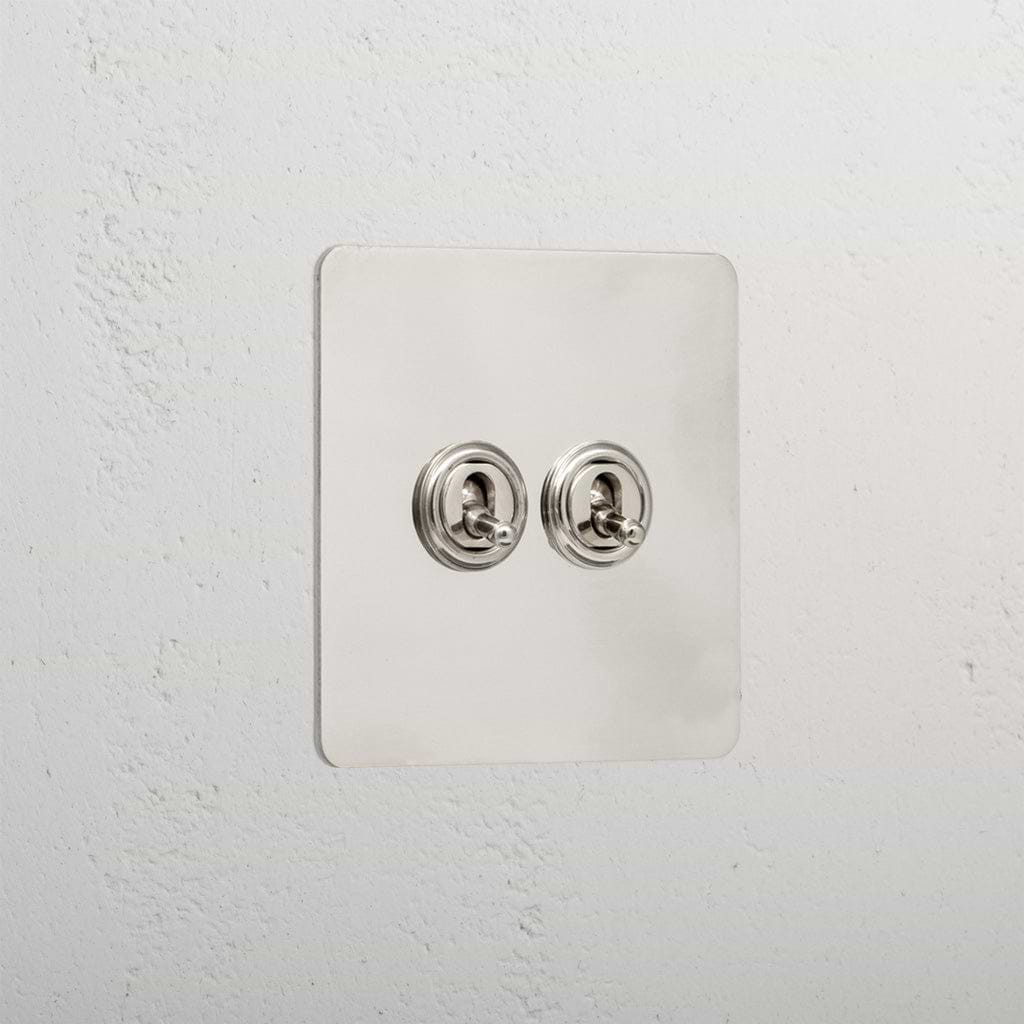 Premium polished nickel 2 gang 2 way toggle light switch