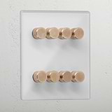 Clear antique brass 8 gang 2 way luxury dimmer light switch
