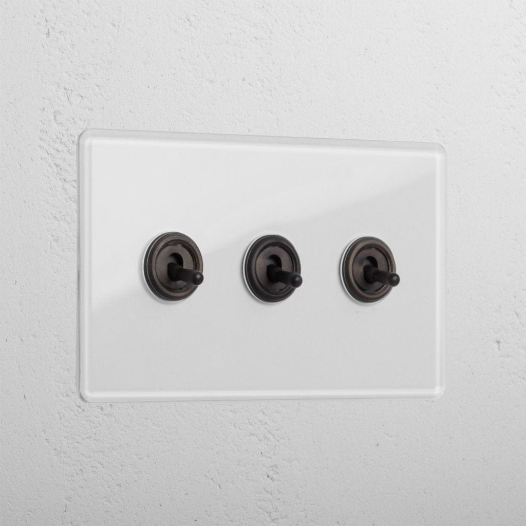 Clear bronze 3 gang 2 way toggle interior light switch