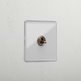 1G Retractive Toggle Switch - Clear Antique Brass