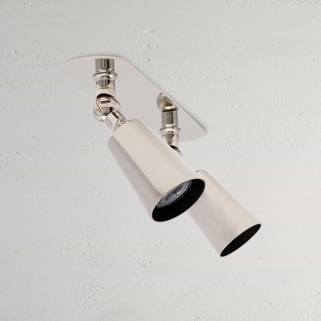 Polished Nickel Spotlights Double on White Background