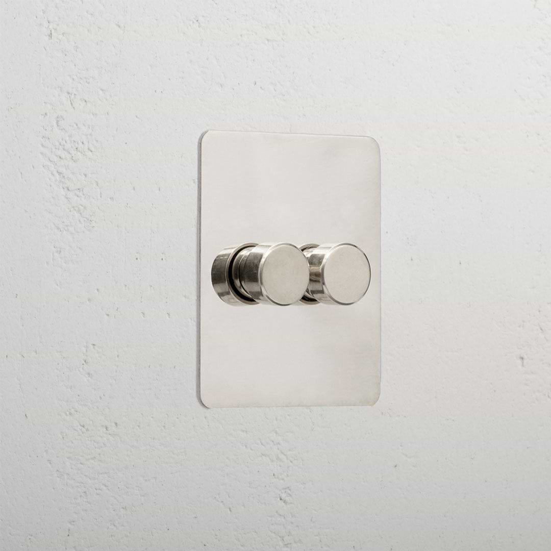 Premium polished nickel slimline 2 gang 2 way dimmer light switch